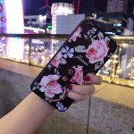 Wholesale iPhone 7 Classic Flower Design Ring Holder Case (Black)